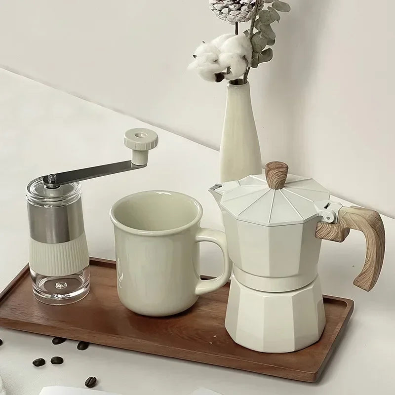 MokaPremium™ Tradiční kávová sada - moka konvice a ruční mlýnek na kávová zrna