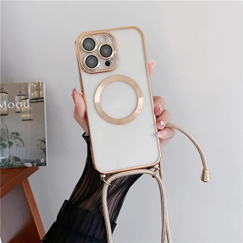 Průhledné pouzdro a popruh pro iPhone 11-14 včetně Pro/Pro Max - více variant