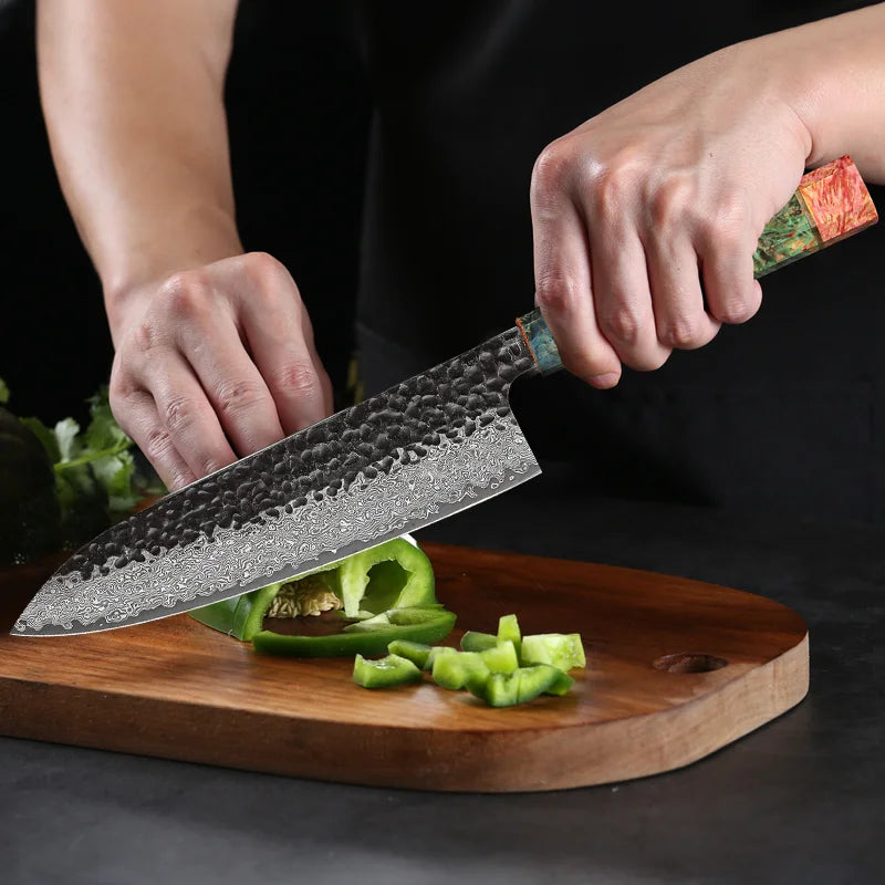 Profesionální kuchyňský nůž z damaškové oceli – japonský styl