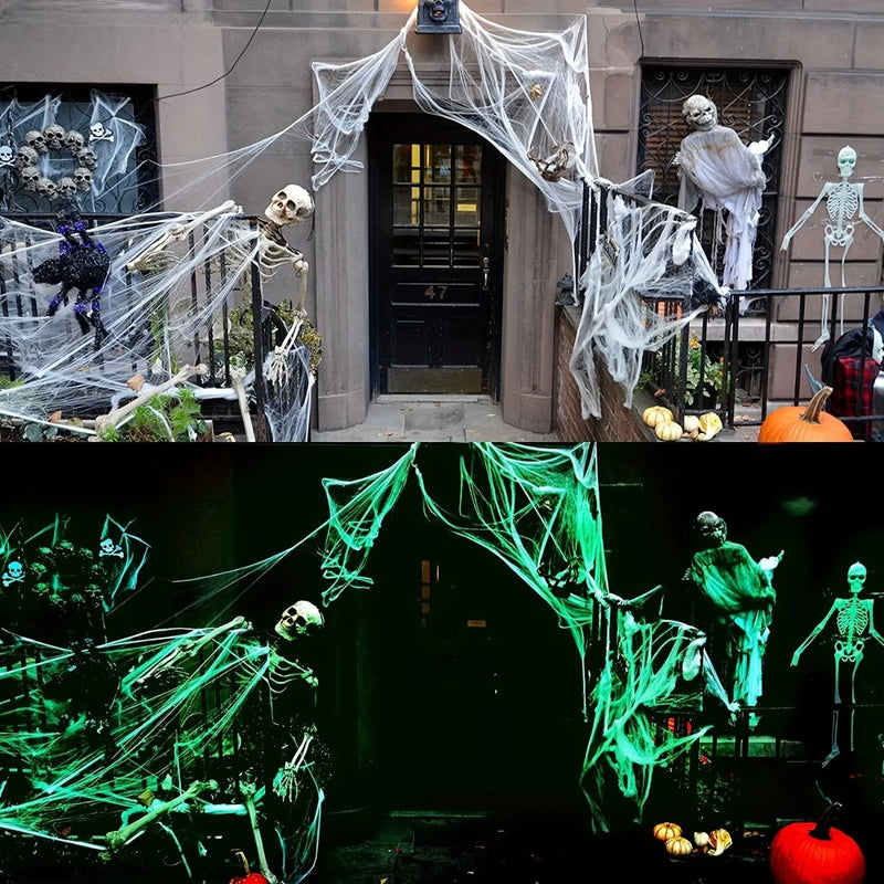 Dekorace na Halloween fluoreskující pavučina - více variant