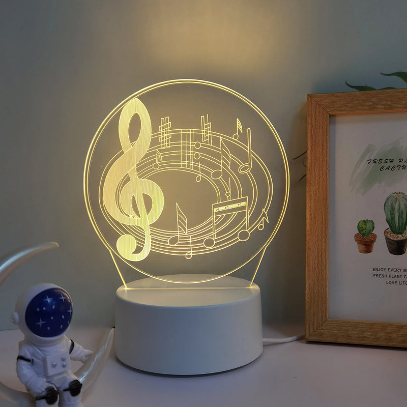 Lampa s 3D iluzí s motivem houslového klíče