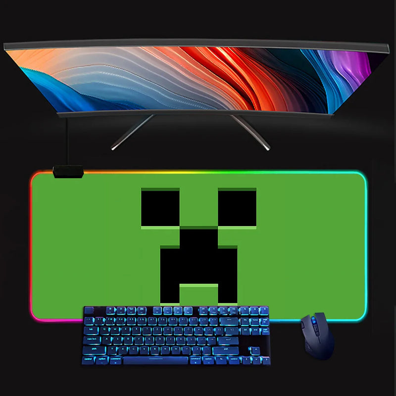RGB svítící podložka pod klávesnici a myš Minecraft - více variant