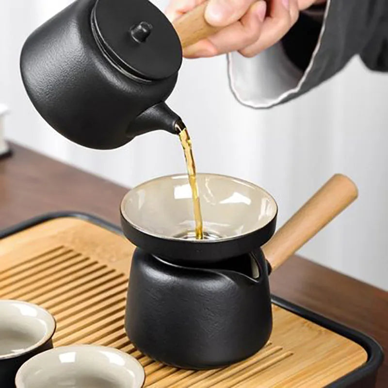 Černá keramická čajová sada - Zen design