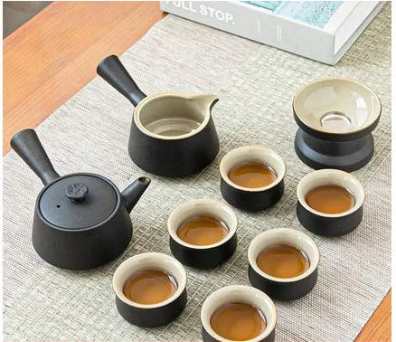 Černá keramická čajová sada - Zen design