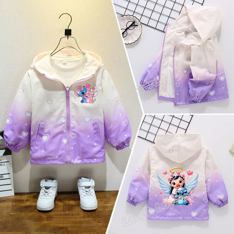 Dívčí podzimní nepromokavá bunda Stitch - více variant