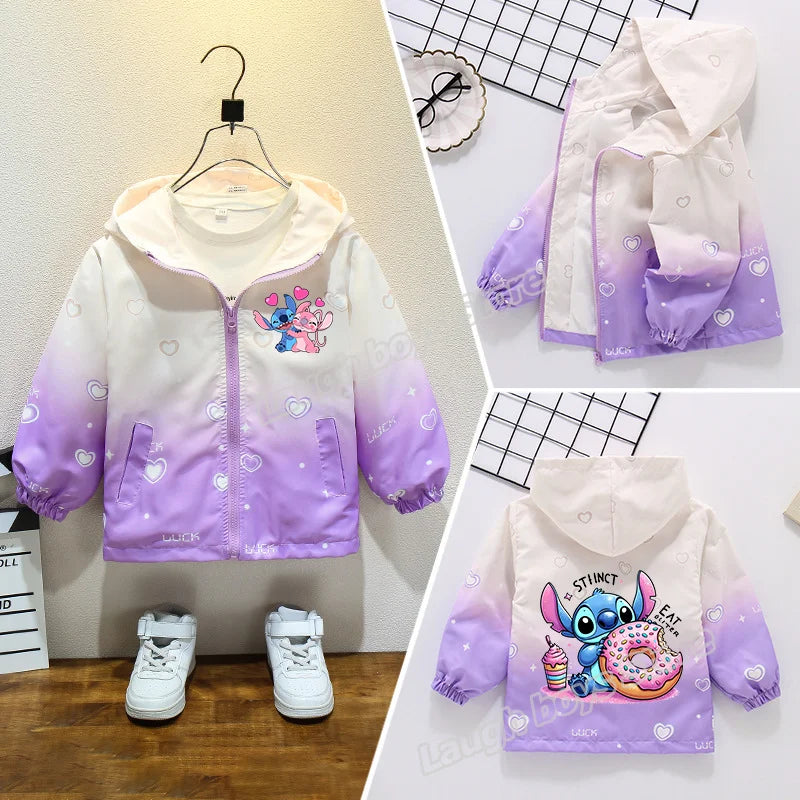 Dívčí podzimní nepromokavá bunda Stitch - více variant