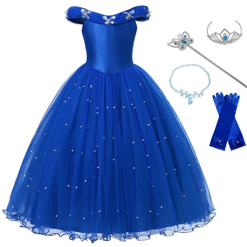 Dívčí modré šaty Popelka - více variant