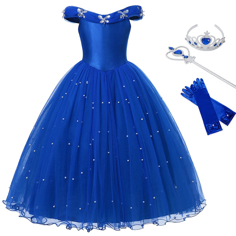 Dívčí modré šaty Popelka - více variant