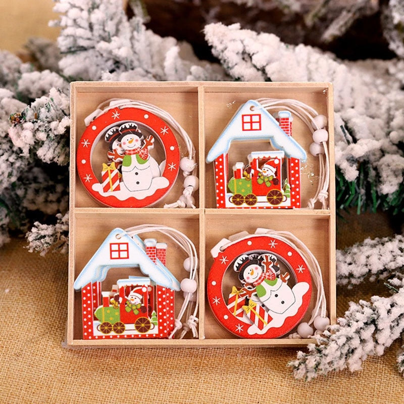 Vánoční dřevěná dekorace na stromeček 12 ks - více variant