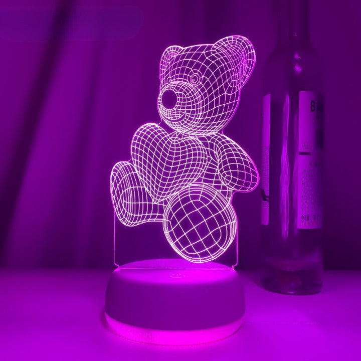 Lampička s 3D iluzí medvěd - více variant