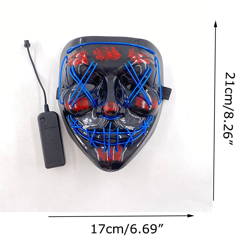 Strašidelná svítící LED maska - více variant