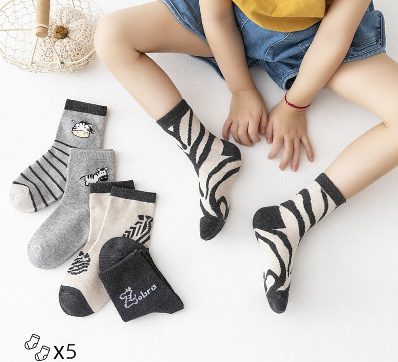 Dětské ponožky zebra - 5 ks