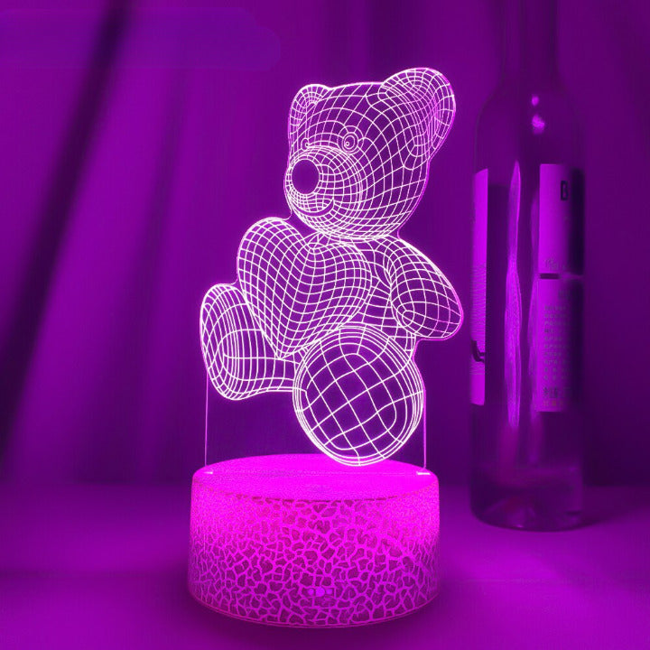 Lampička s 3D iluzí medvěd - více variant