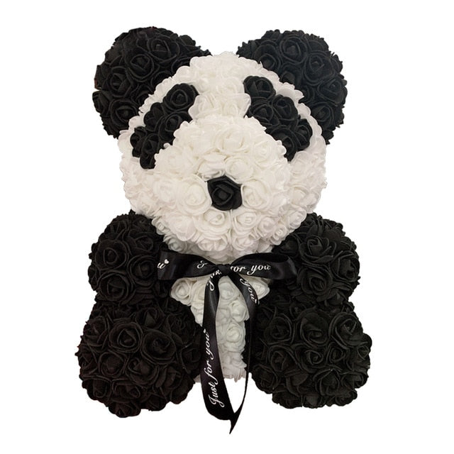 Dárkový medvídek panda plný růží