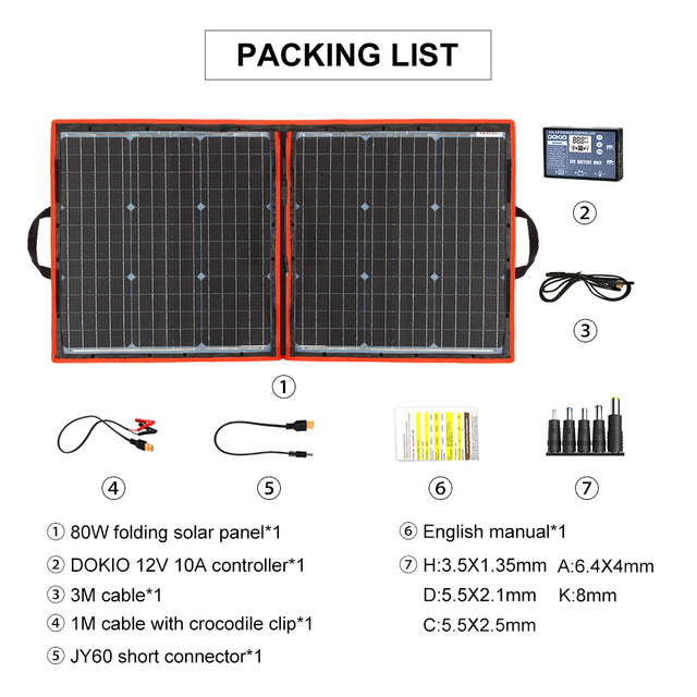 Sada skládacích solárních panelů Dokio - více variant
