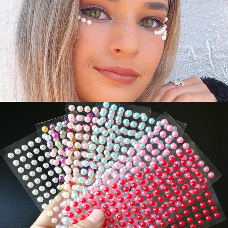 3D perleťové barevné samolepky na obličej - více variant
